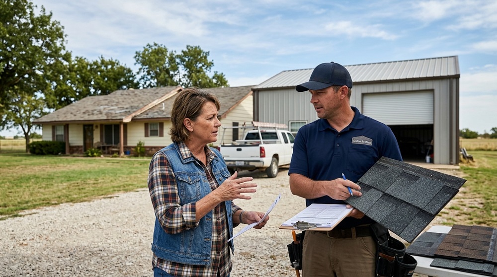 Slaton TX property owner asking roofing contractor questions before hiring