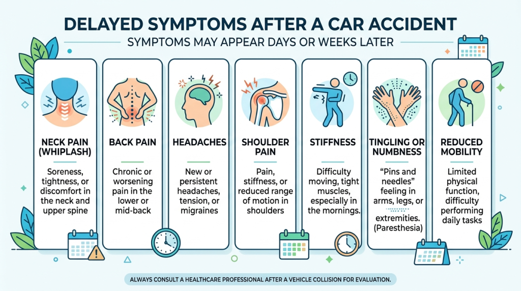 Delayed symptoms after a Fort Worth car accident 